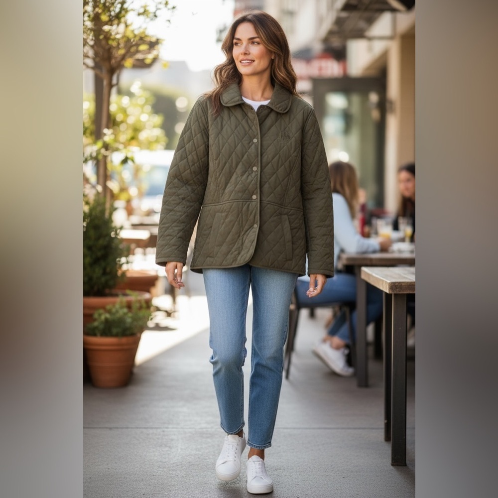 Women’s Tommy Hilfiger Olive Quilted Puffer Jacket - Picture 2 of 6